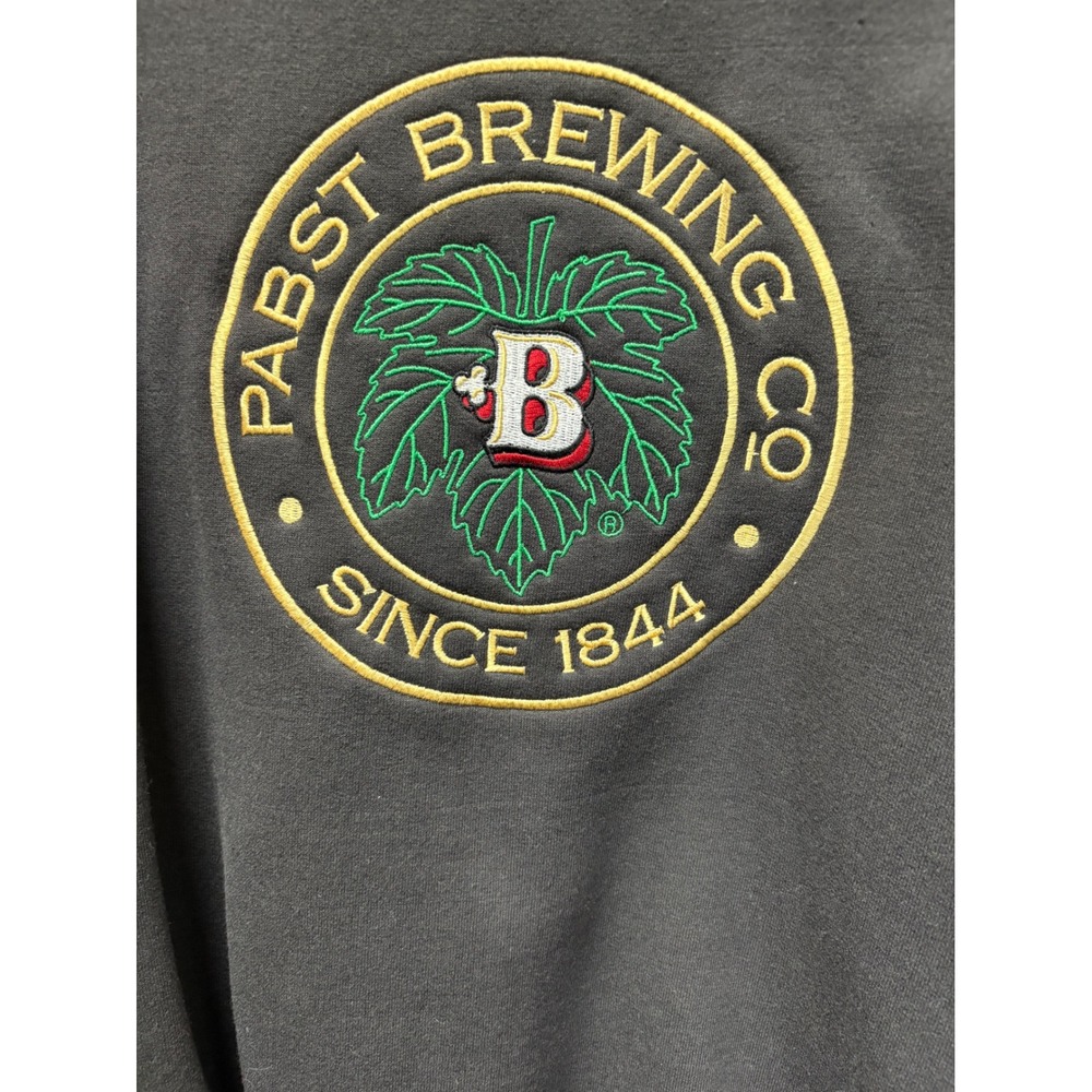 Champion Pabst Brewing Co Embroidered Crewneck Sweatshirt XL Gray Black Beer